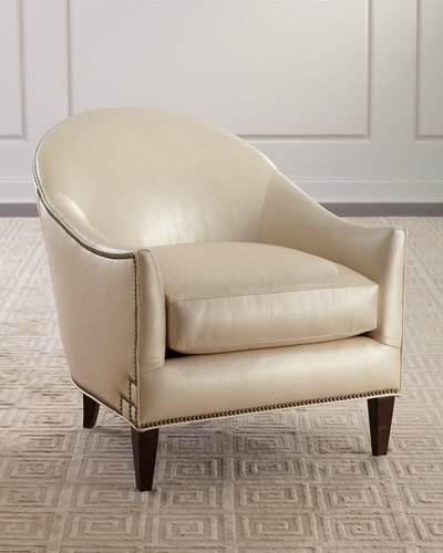 Shop Massoud Matrene Leather Club Chair In Cream