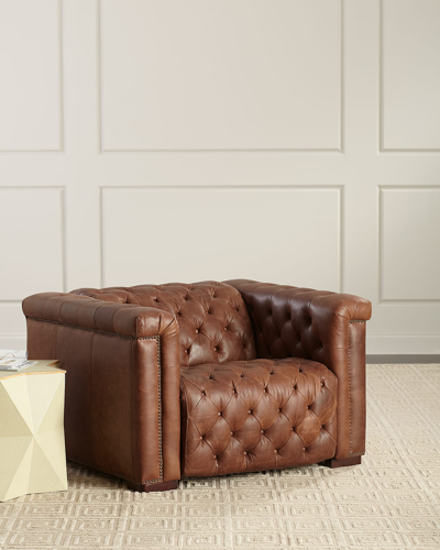 Shop Hooker Furniture Luca Tufted Leather Motion Chair In Dark Brown