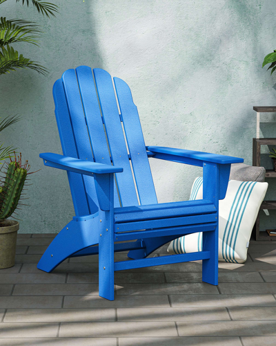Shop Polywood Vineyard Curveback Adirondack Chair In Pacific Blue