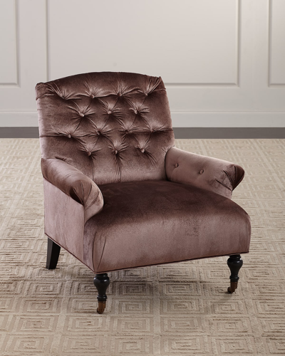 Massoud Starleaf Tufted Rolling Chair In Mauve/amethyst