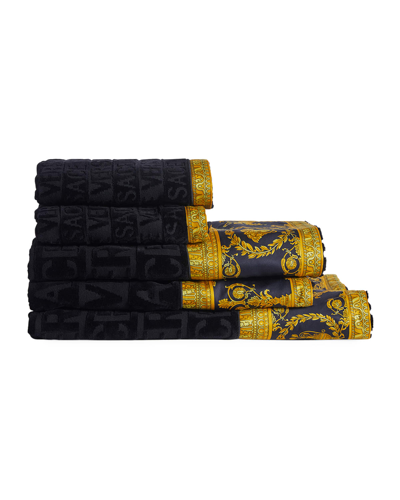 Shop Versace Barocco 5-piece Towel Set In Black/gold