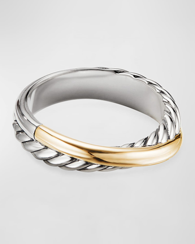 Shop David Yurman Crossover Ring W/ 18k Gold In Silver/gold