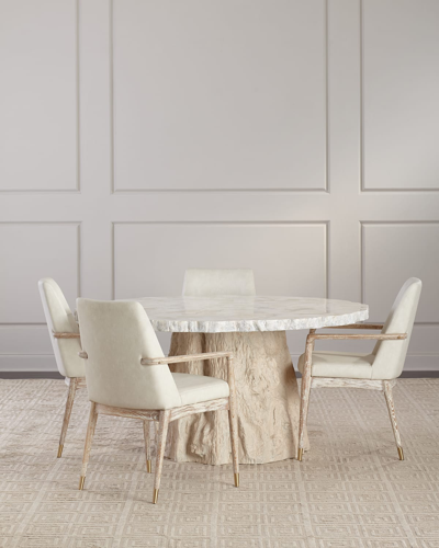 Shop Palecek Camilla Fossilized Clam Dining Table In Warm Cream