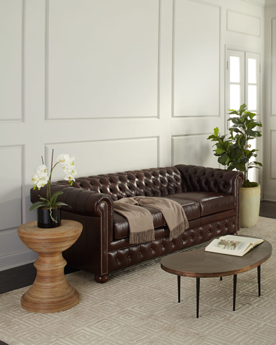 Shop Old Hickory Tannery Chesterfield Leather Sleeper Sofa, 84" In Brown