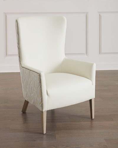 Shop Massoud Broussard Leather Wing Chair In Cream