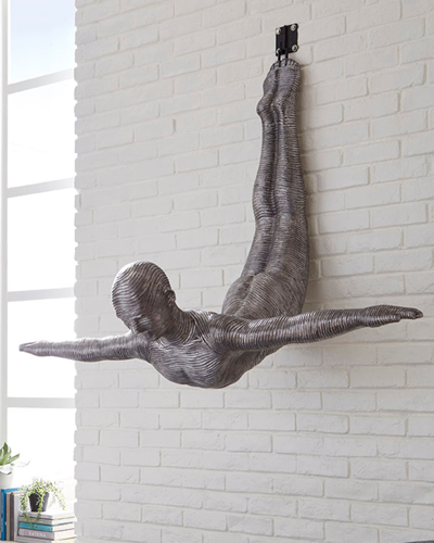 Shop The Phillips Collection Diving Wall Sculpture In Silver/black