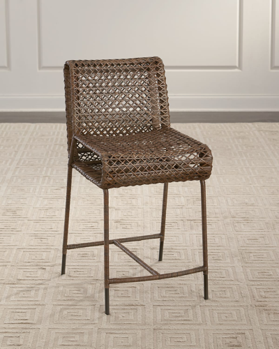 Shop Arteriors Cameron Rattan Counter Stool In Brown