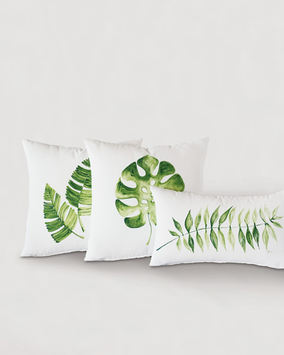 Shop Eastern Accents Hand Painted Leaf Pillow In White/green