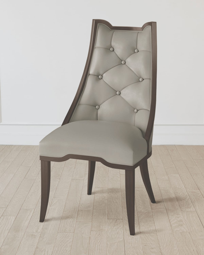 Shop William D Scott Logan Walnut/chesterfield Gray Leather Dining Chair