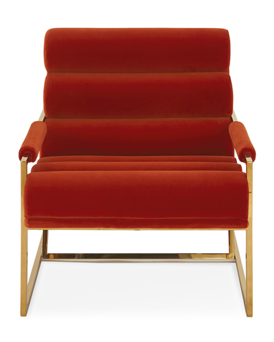 Shop Jonathan Adler Channeled Goldfinger Lounge Chair In Varese Persimmon