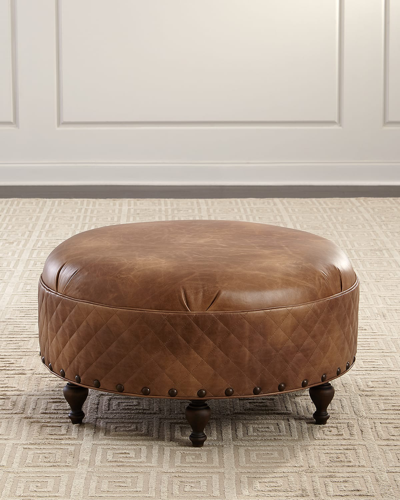 Shop Old Hickory Tannery Carson Leather Ottoman In Brown