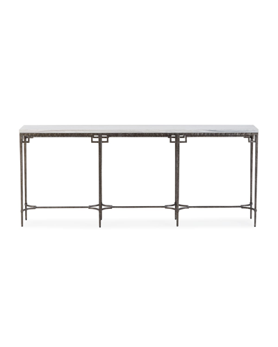 Shop Ambella Bennett Sofa-height Console Table In Silver