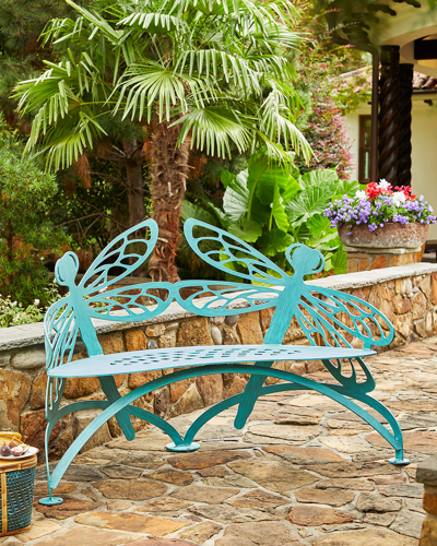 Shop Cricket Forge Dragonfly Outdoor Bench In Verdi