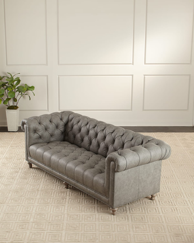 Shop Massoud Kennesaw Chesterfield Sofa In Charcoal