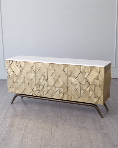 Global Views Triangle Cabinet, Brass In Brass