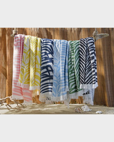 Shop Matouk Schumacher Zebra Palm Beach Towel In Navy