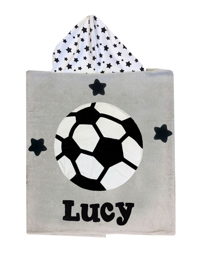Shop Boogie Baby Kid's Soccer Star-print Hooded Towel, Personalized In Grey