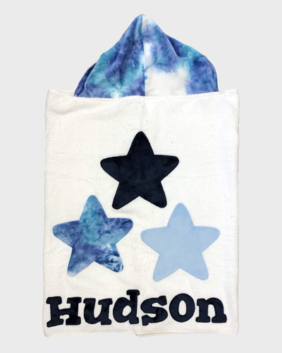 Shop Boogie Baby Boy's Triple Stars Tie-dye Hooded Towel, Personalized In White