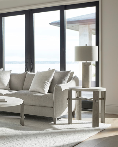 Bernhardt Foundations Side Table In Linen/light Shale