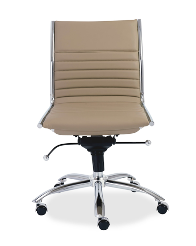 Shop Euro Style Dirk Low Back Office Chair W/o Armrests In Taupe/chrome