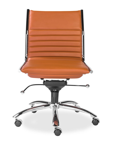 Shop Euro Style Dirk Low Back Office Chair W/o Armrests In Cognac/chrome