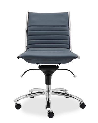 Shop Euro Style Dirk Low Back Office Chair W/o Armrests In Blue/chrome Steel