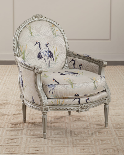 Shop Massoud Dorado Bergere Chair In Grayish Ivory