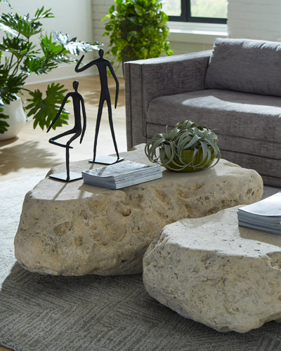 Shop The Phillips Collection Boulder Coffee Table Roman Stone, Large In Off White