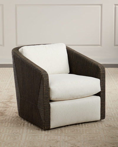 Shop Palecek Carmine Swivel Lounge Chair In Ivory/brown