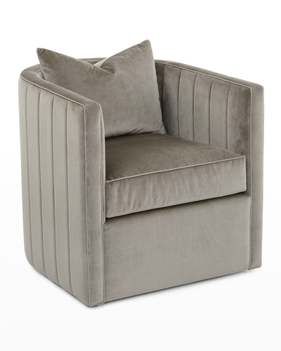 Shop John-richard Collection Giacosa Swivel Club Chair In Taupe