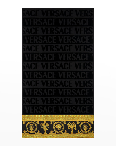 Shop Versace Barocco & Robe Hand Towel In Black