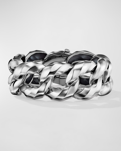 Shop David Yurman 23mm Cable Edge Link Chain Bracelet In Recycled Sterling Silver In Silver/gold