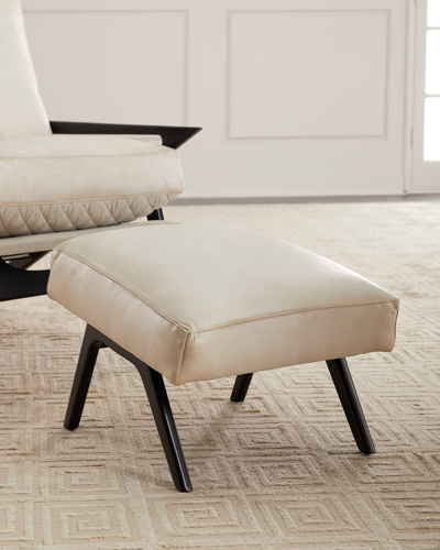 Shop Old Hickory Tannery Olivia Leather Ottoman In Ivory