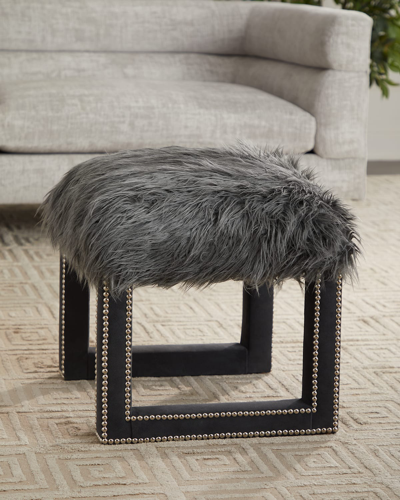 Shop Haute House Willow Ottoman In Dark Gray