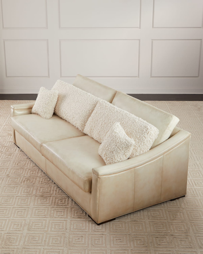 Shop Old Hickory Tannery Cascade Leather Sofa, 96" In Ivory