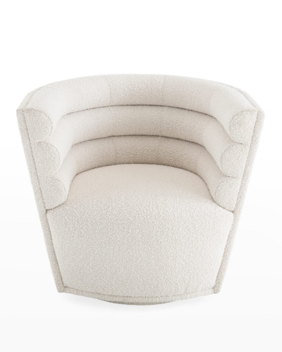 Shop Jonathan Adler Maxime Club Swivel Chair, Olympus Oatmeal In White
