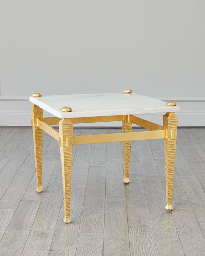 Shop Global Views Roman End Table In Gold, White