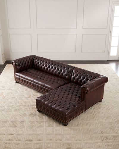 Shop Old Hickory Tannery Elias Leather Chesterfield Sectional In Deep Brown