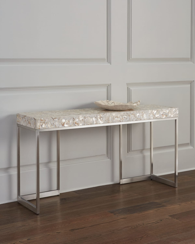 Shop John-richard Collection Capiz Shell Console Table In Ivory Shell