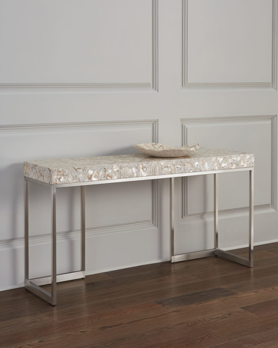 John-richard Collection Capiz Shell Console Table In Ivory Shell