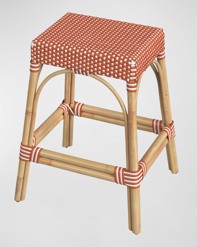 Shop Butler Specialty Co Emery Rattan Counter Stool, 24.5" In Orange, White