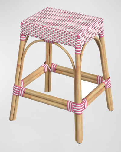 Shop Butler Specialty Co Emery Rattan Counter Stool, 24.5" In White, Pink