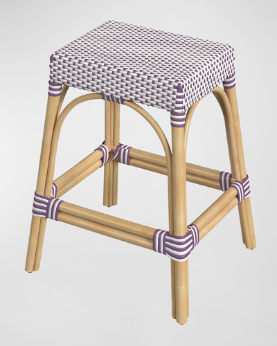 Shop Butler Specialty Co Emery Rattan Counter Stool, 24.5" In White, Purple