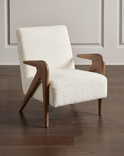 Shop Interlude Home Angelica Faux Shearling Lounge Chair In Ivory
