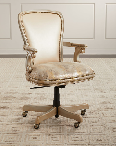 Shop Massoud Tallula Office Chair In Ivory, Gold
