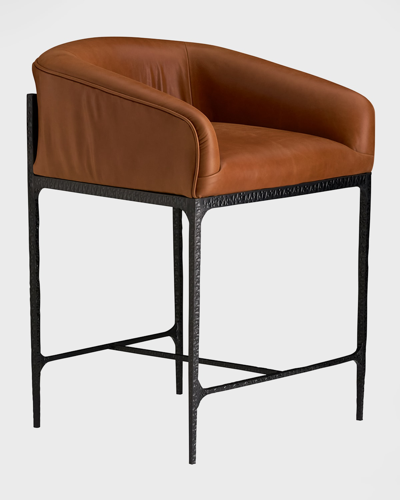 Shop Arteriors Osbourne Leather 26.5" Counter Stool In Brown