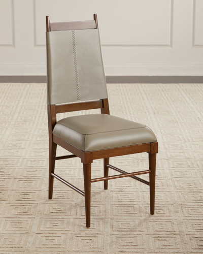 Shop Arteriors Keegan Leather Dining Chair In Gray