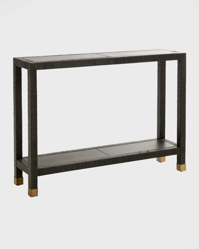 Shop Arteriors Oswald Leather Console In Gray
