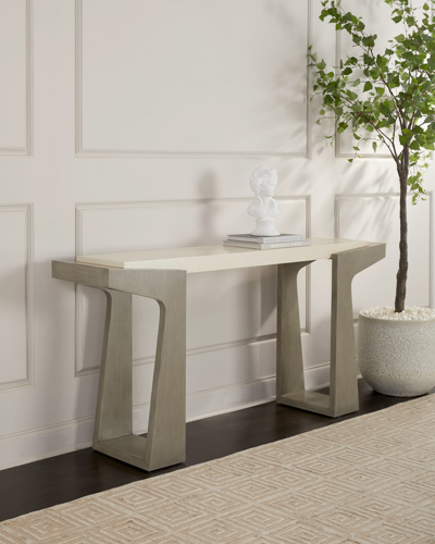 Ambella Buttress Console Table In Ash Grey / Linen