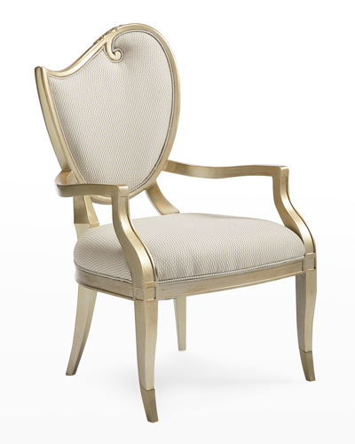 Shop Caracole Fontainebleau Dining Arm Chair In Champagne Mist